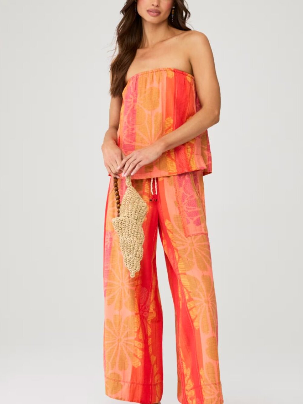 Free People Devella Set NWT Strapless Top Wide Leg Pants Summer Combo XL - Picture 3 of 14